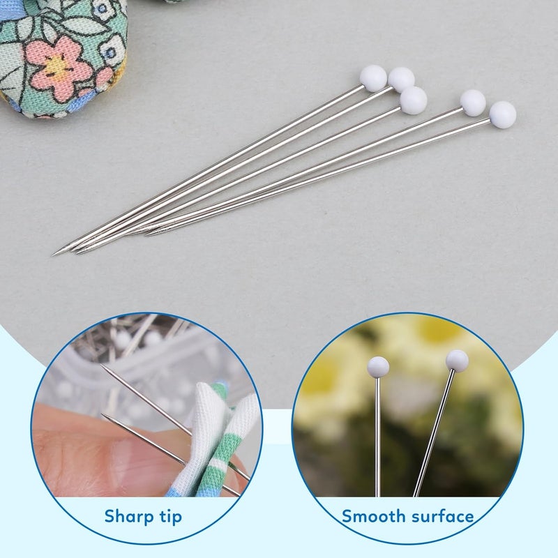 Kogyxe Sewing Pins, 300 PCS Straight Pins for Fabric, White Pearlized Ball Head Quilting Pins Long 1.5inch with Transparent Plastic Box for Dressmaker, Jewelry DIY Decoration and Sewing Project - Image 4